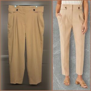 Ann Taylor The Paperbag Ankle Pant New Trousers / Pants Tan Pleated Size 14